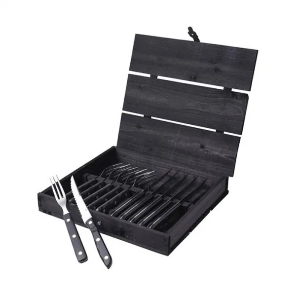 Gense Old Farmer pihvi-/grilliruokailuvälineet 12 osaa - Musta/teräs