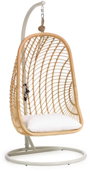 Ekaterina, Ulkokäyttöön tarkoitettu riippuva tuoli, luonnonvalkoinen, H197x105x105 cm