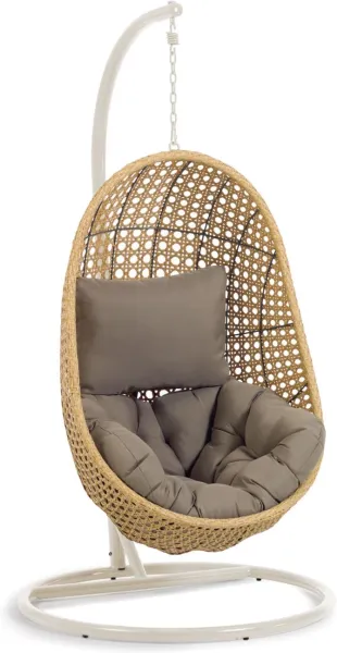 Cira, Ulkokäyttöön tarkoitettu riippuva tuoli jalustalla, harmaa, H197x105x105 cm