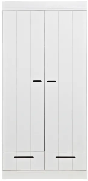 Connect, Vaatekaappi, 2 ovea ja 2 laatikkoa, valkoinen, H195x53x94 cm, mänty
