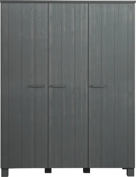Dennis, Vaatekaappi, tummanharmaa, K202x55x158 cm, mänty