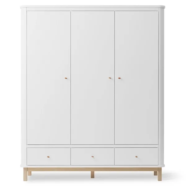 Oliver Furniture Wood Vaatekaappi 3 Ovea Valkoinen/Tammi