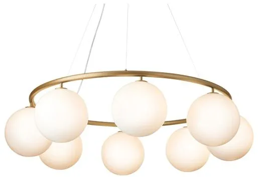 Nuura Miira 8 Pyöreä Kattokruunu Messinki/Opali