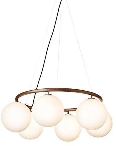 Nuura Miira 6 Pyöreä Kattokruunu Tummanpronssi/Opaalinvalkoinen