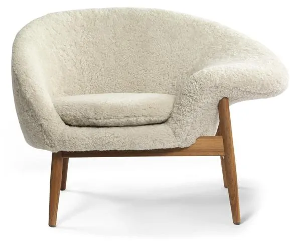 Warm Nordic Fried Egg Oikeanpuoleinen Nojatuoli Lampaannahka Moonlight