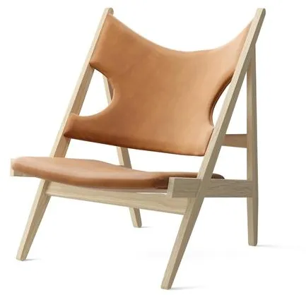 Audo Knitting-nojatuoli, verhoiltu luonnontammi/Dunes konjakki