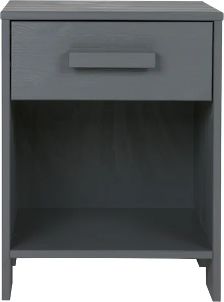 Dennis, Yöpöytä laatikolla, tummanharmaa, K52x36x39 cm, mänty