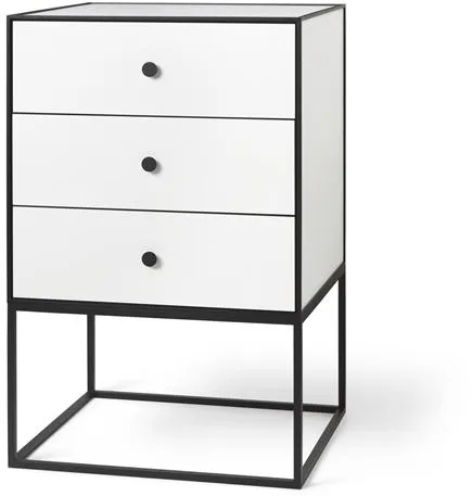 Audo Frame 49 Sivupöytä, jossa 3 laatikkoa, valkoinen