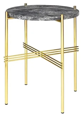 GUBI TS Pyöreä sivupöytä Ø40 Messinki/Harmaa Emperador marmori