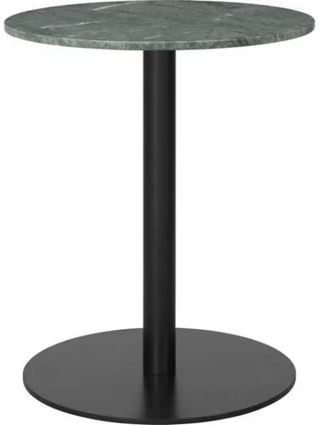 GUBI 1.0 Pyöreä ruokapöytä Ø60 cm mustalla jalustalla ja vihreällä Guatemala-marmoritasolla