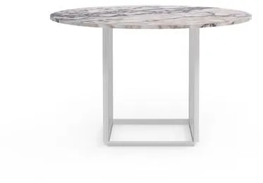 New Works Florence ruokapöytä Ø120 White Viola marmori valkoisella rungolla