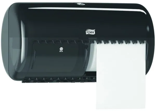 Tork Twin -annostelija, wc-paperille, 2 rullaa, musta, T4